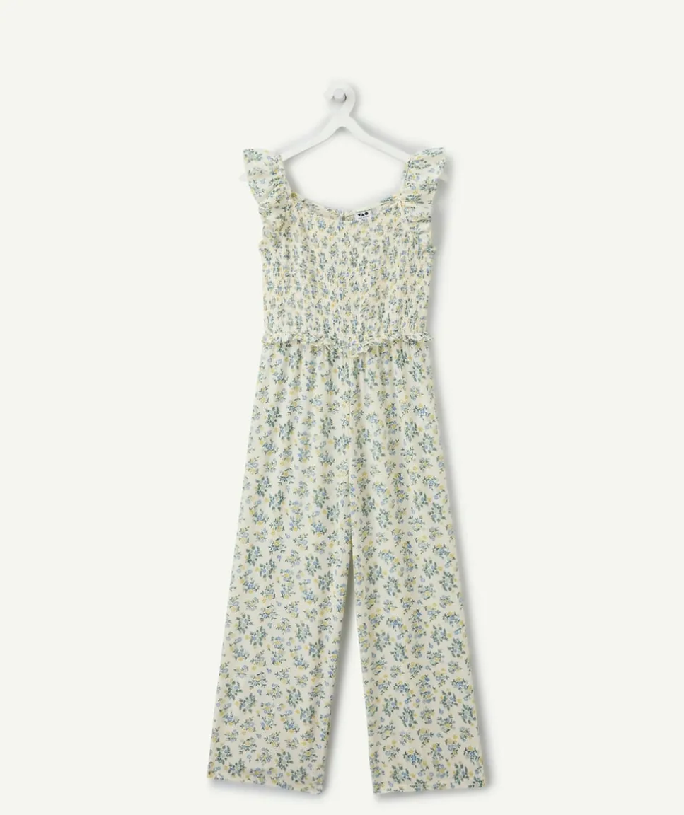 Combinaison fille imprimé fleuri smocké