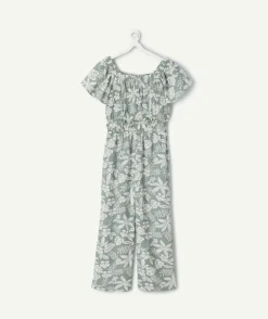 Combinaison fille imprimé floral vert