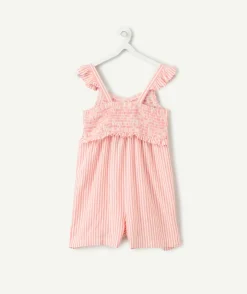 Combinaison fille rayée rose à volants