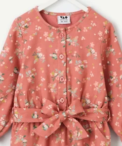 Combinaison fille rose imprimé floral