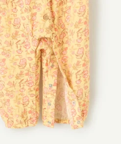 Combinaison jaune bébé fille à fleurs