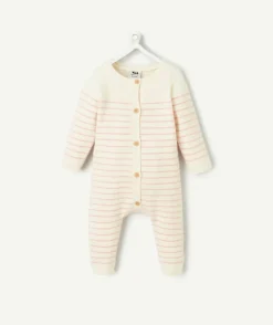 Combinaison longue rayée naissance fille