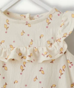 Combinaison naissance fille imprimé citron