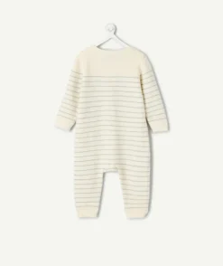 Combi naissance avec rayures et boutons