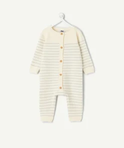 Combi naissance avec rayures et boutons