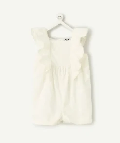 Combishort bébé fille blanche à volants