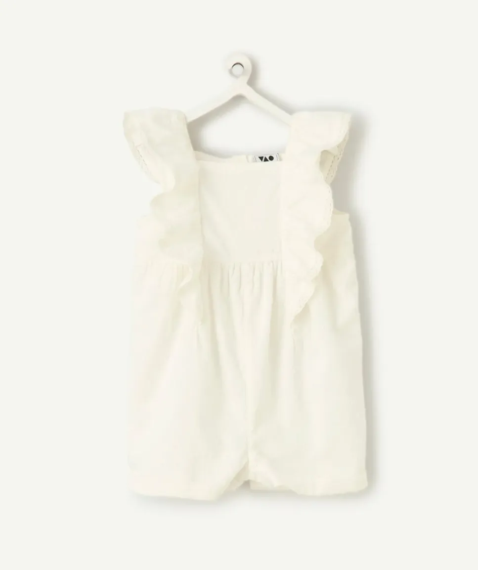 Combishort bébé fille blanche à volants