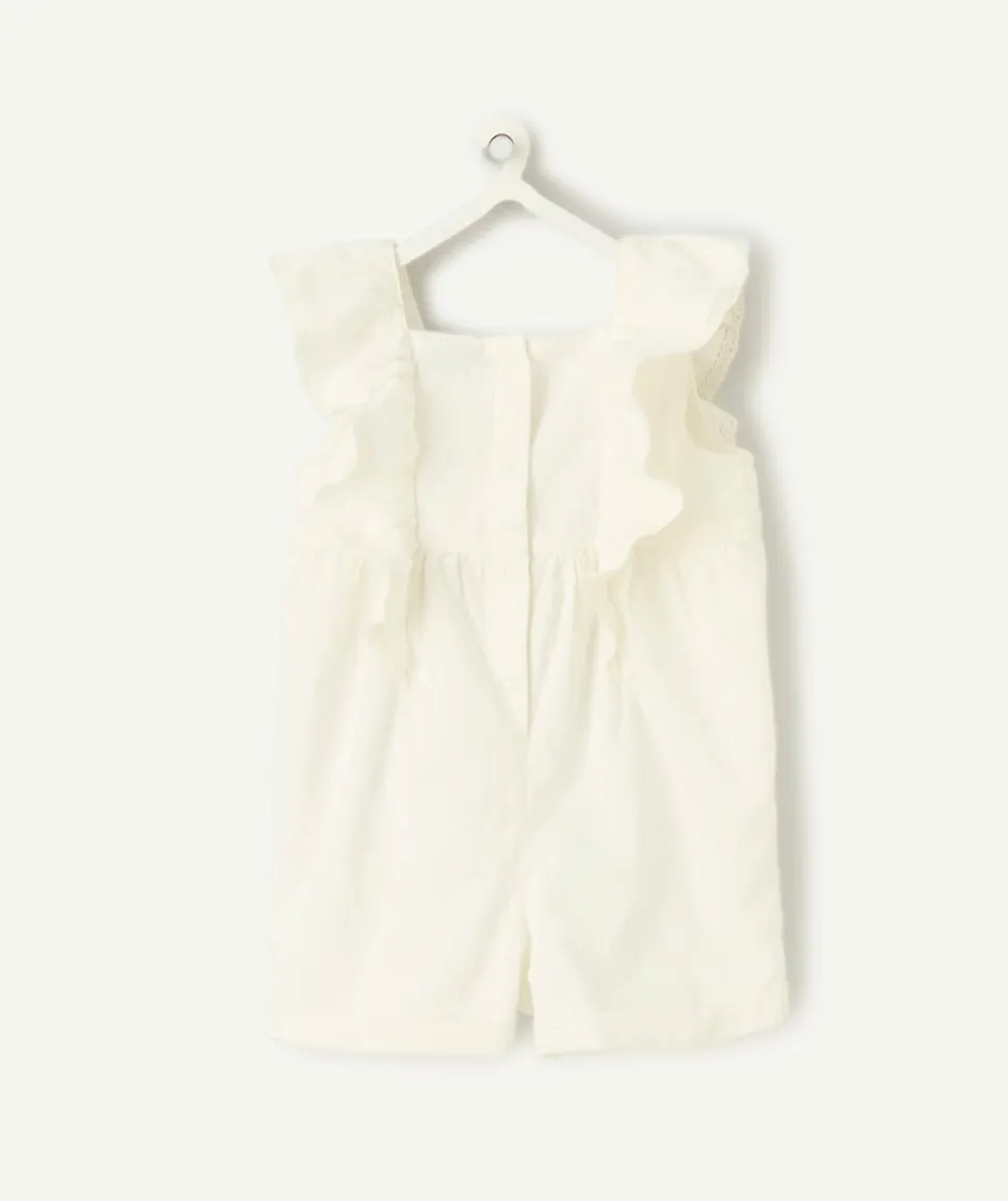 Combishort bébé fille blanche à volants