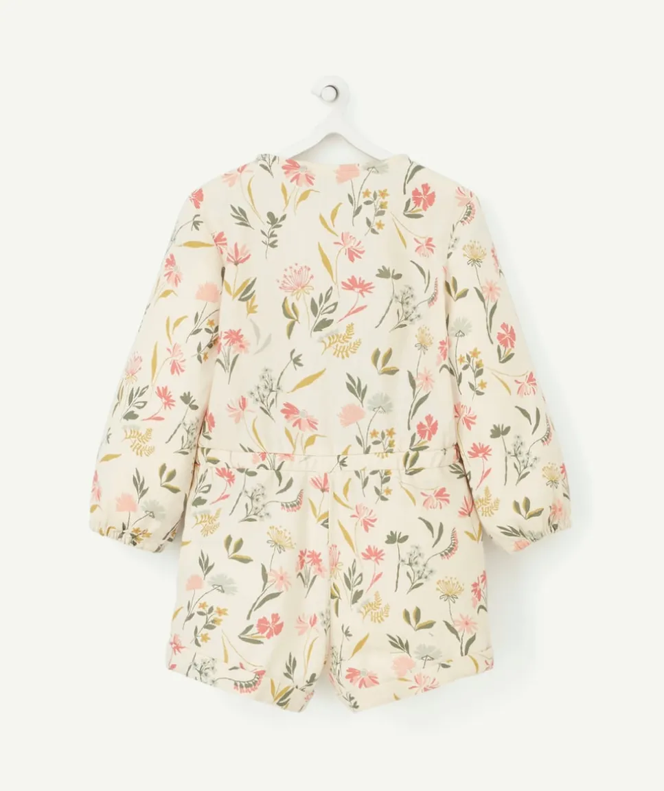 Combishort bébé fille écru et imprimé fleuri