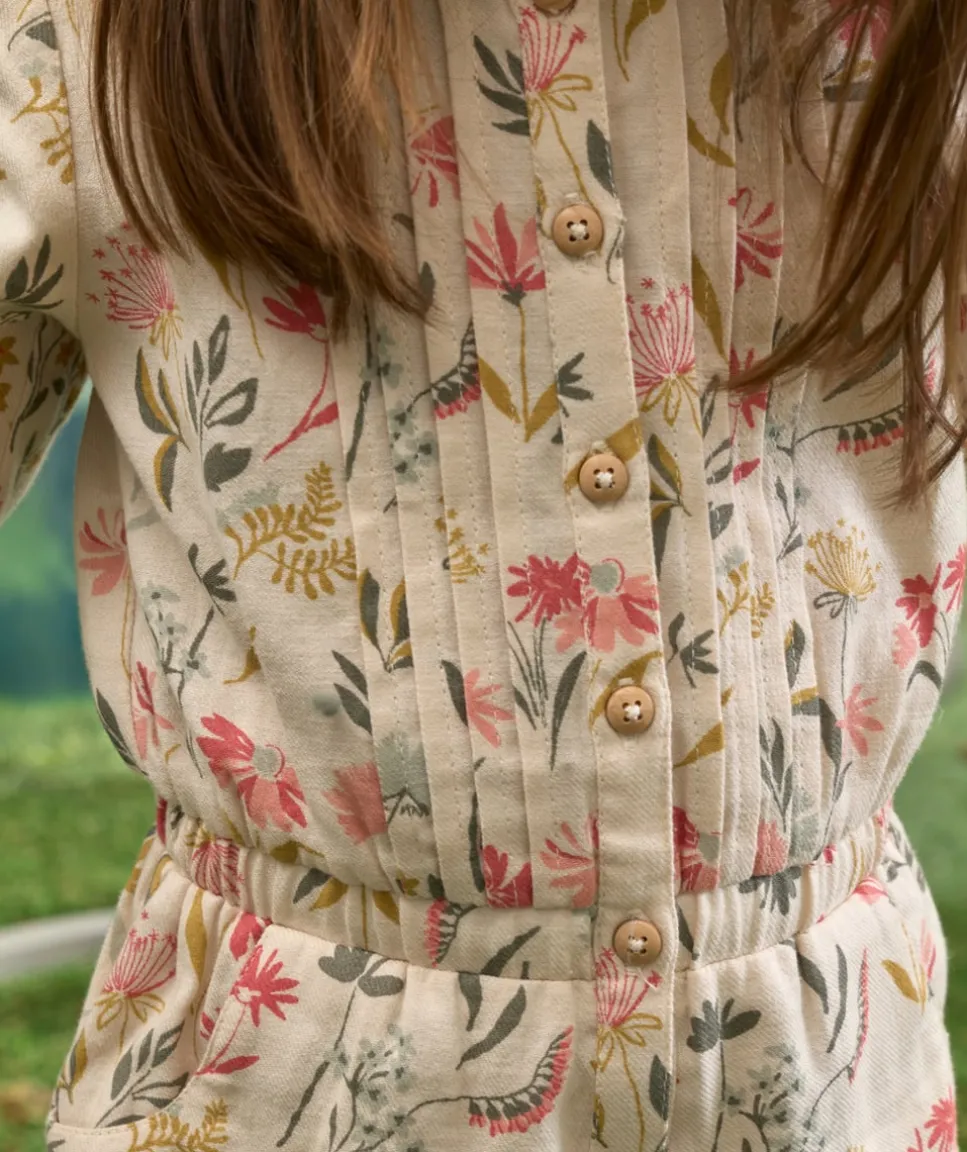 Combishort bébé fille écru et imprimé fleuri
