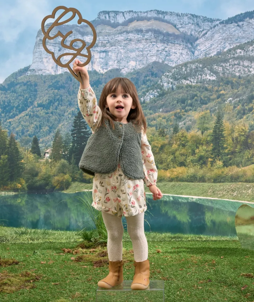 Combishort bébé fille écru et imprimé fleuri