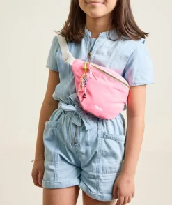 Combishort fille en denim bleu léger lower impact