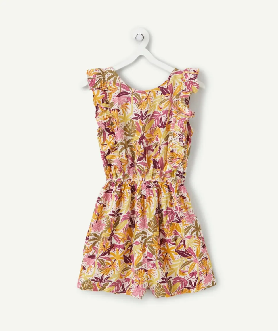 Combishort fille imprimé floral volants