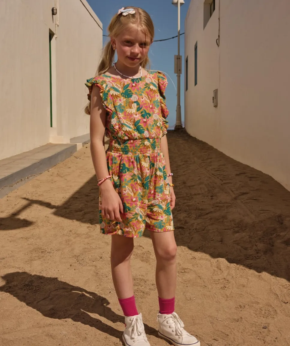 Combishort fille imprimé floral coloré
