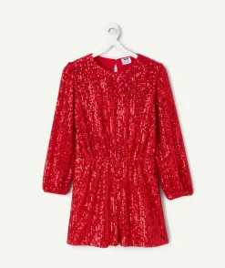 Combishort fille paillettes rouge
