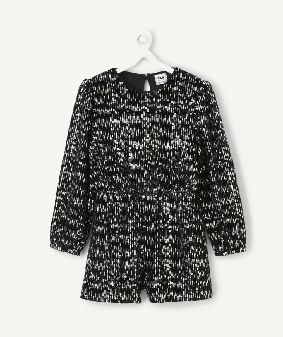 Combishort noir à sequins pour fille