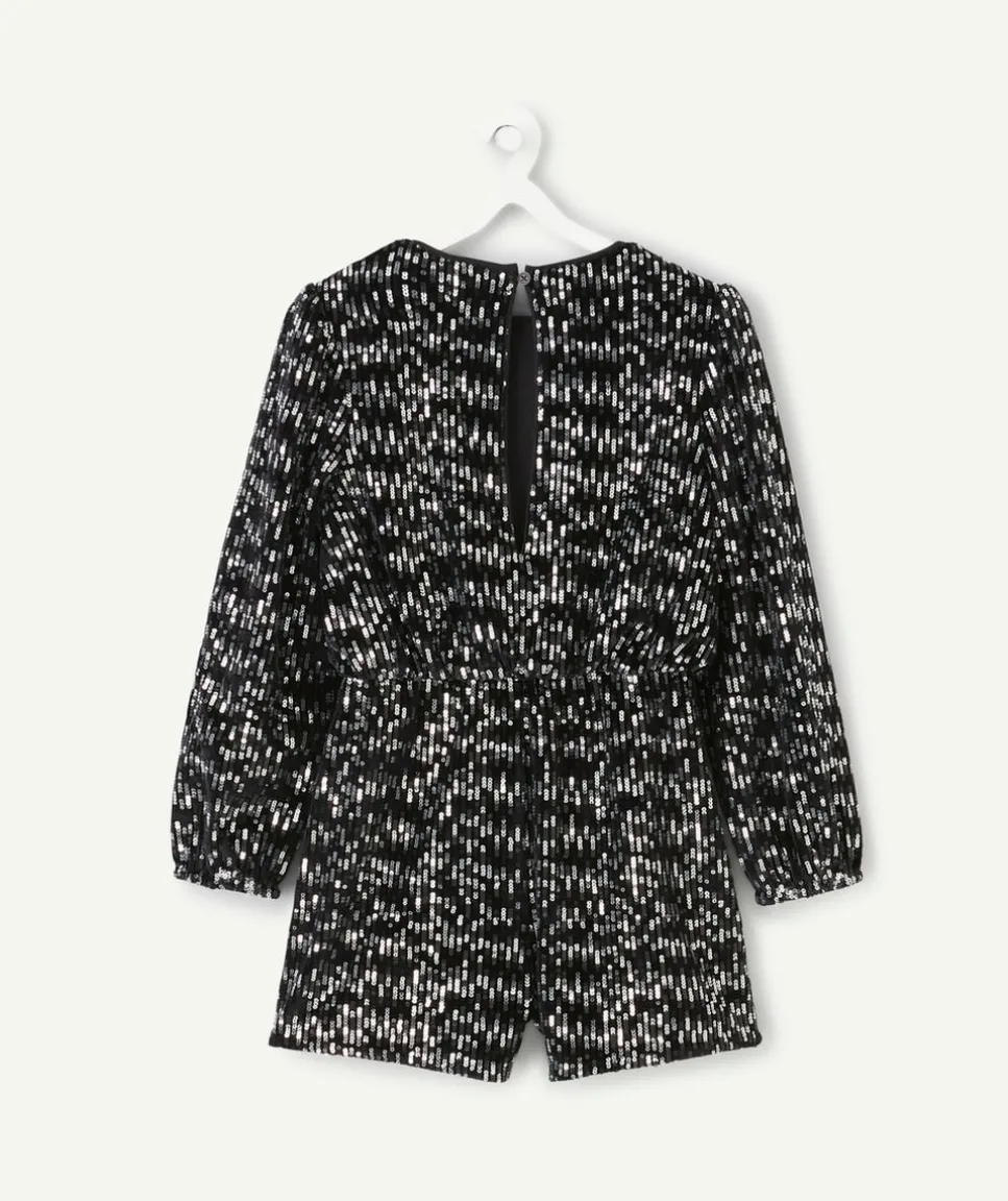 Combishort noir à sequins pour fille