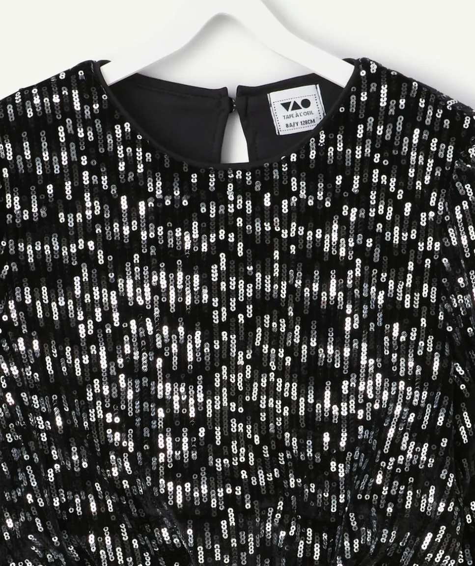 Combishort noir à sequins pour fille