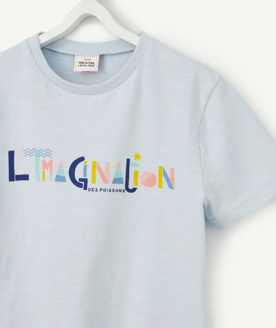 Cosmic vibes - t-shirt bleu poisson en coton bio enfant