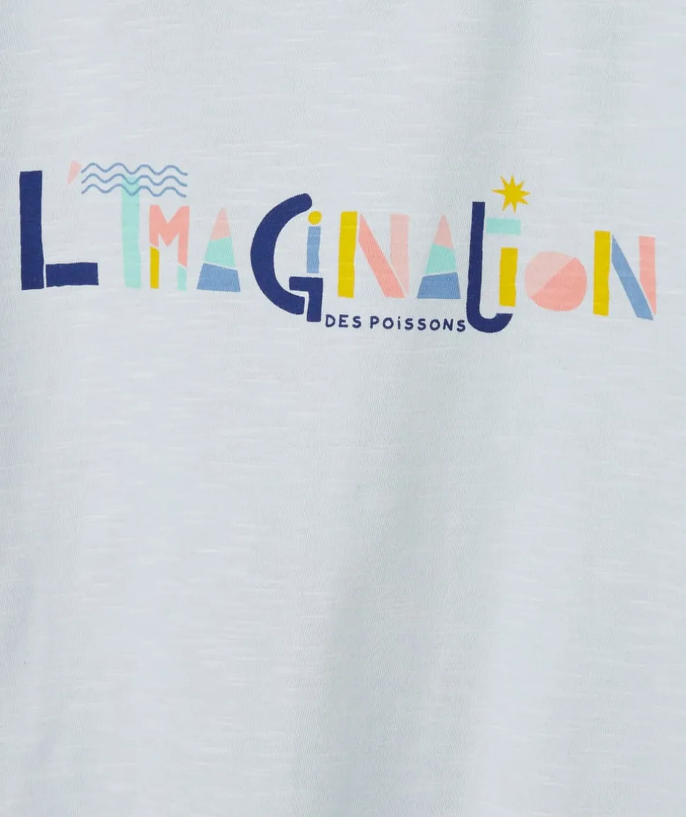 Cosmic vibes - t-shirt bleu poisson en coton bio enfant