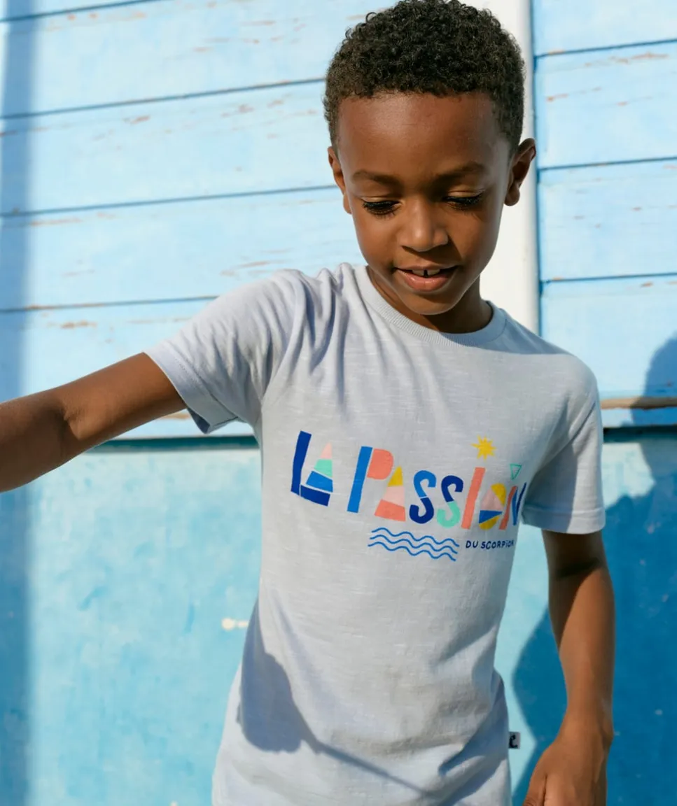 Cosmic vibes - t-shirt bleu scorpion en coton bio enfant