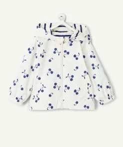 Coupe vent bébé fille avec cerises intérieur marinière