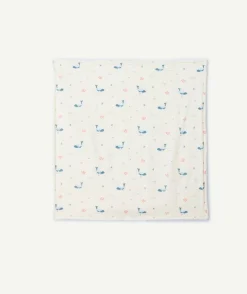 Couverture bébé garçon sherpa et motif baleine réversible