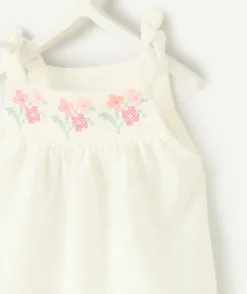 Débardeur bébé fille broderies fleuries