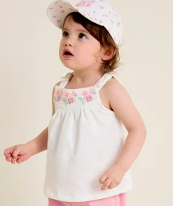 Débardeur bébé fille broderies fleuries