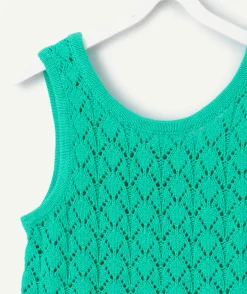 Débardeur en crochet vert fille