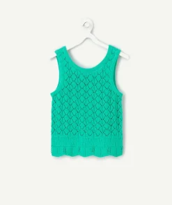 Débardeur en crochet vert fille