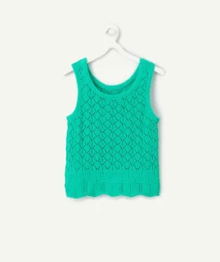Débardeur en crochet vert fille