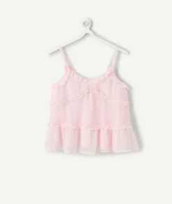 Débardeur fille droit voile rose