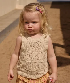 Débardeur fille en crochet écru