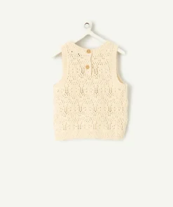Débardeur fille en crochet écru