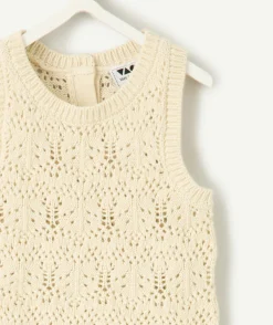 Débardeur fille en crochet écru