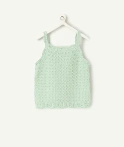 Débardeur fille en crochet vert pale