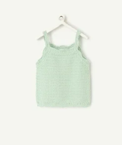 Débardeur fille en crochet vert pale