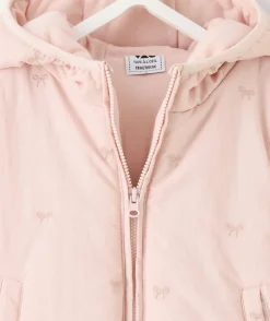Doudoune bébé fille rose imprimé noeuds