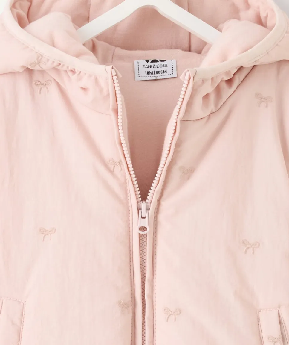Doudoune bébé fille rose imprimé noeuds