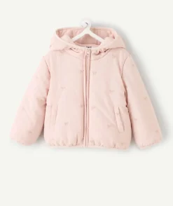 Doudoune bébé fille rose imprimé noeuds
