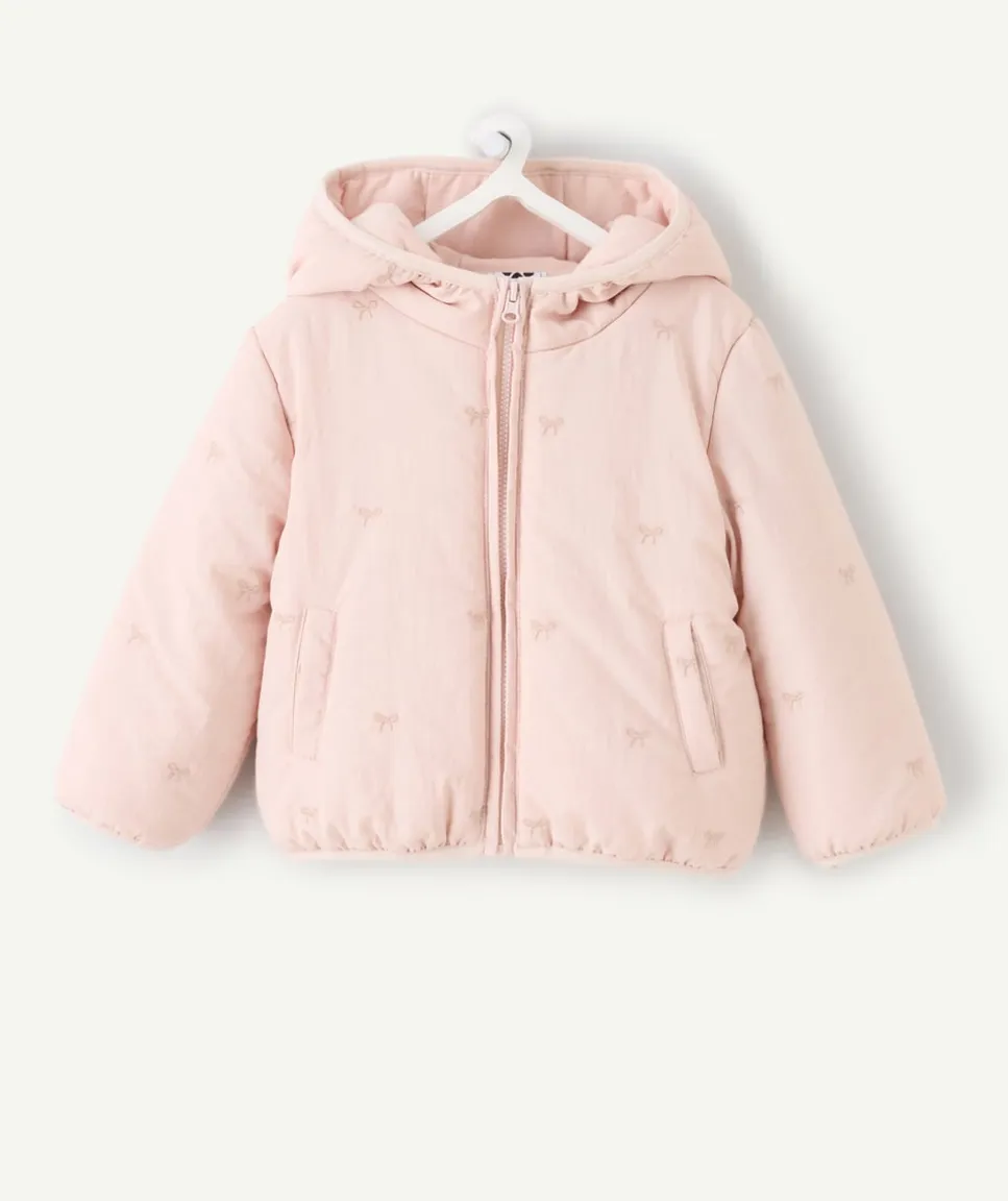 Doudoune bébé fille rose imprimé noeuds