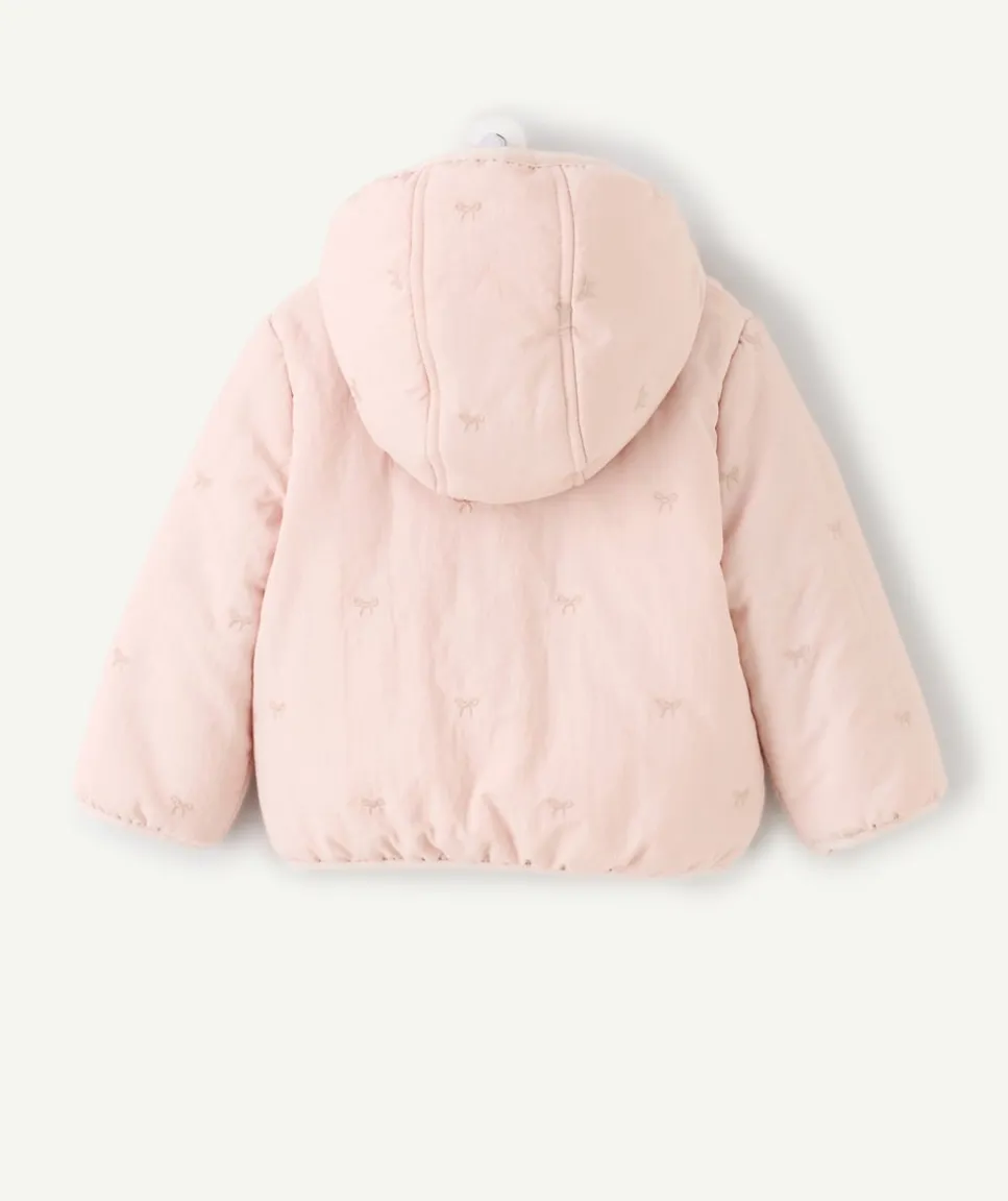 Doudoune bébé fille rose imprimé noeuds