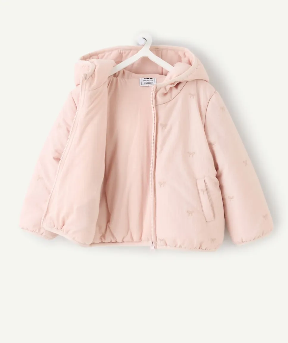 Doudoune bébé fille rose imprimé noeuds