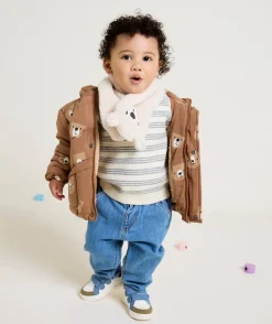 Doudoune bébé garçon marron imprimé ours