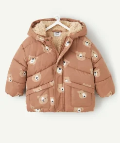 Doudoune bébé garçon marron imprimé ours