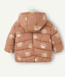 Doudoune bébé garçon marron imprimé ours