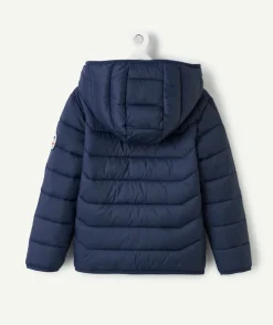 Doudoune à capuche garçon en fibres recyclées bleu marine