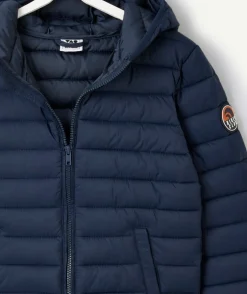 Doudoune à capuche garçon en fibres recyclées bleu marine