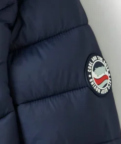 Doudoune à capuche garçon en fibres recyclées bleu marine